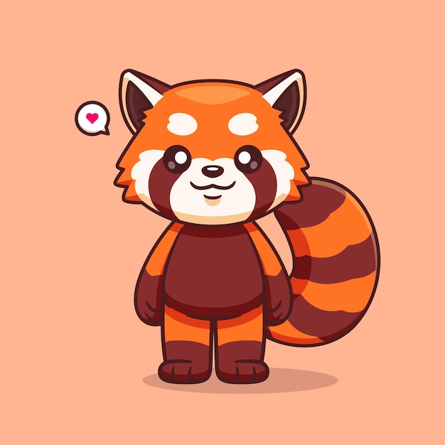 Free vector cute red panda standing cartoon vector icon illustration animal nature icon isolated flat vector