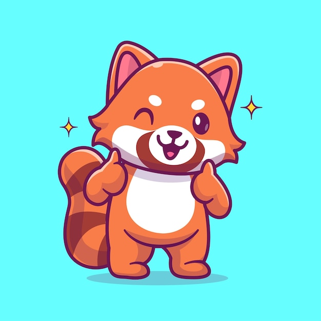 Free Vector cute red panda with ok sign hand cartoon vector icon illustration animal nature icon isolated