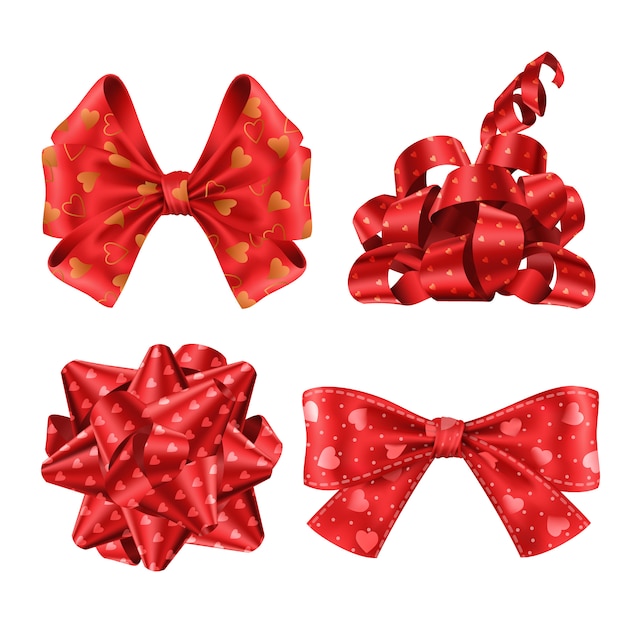 Cute red ribbons and bows set