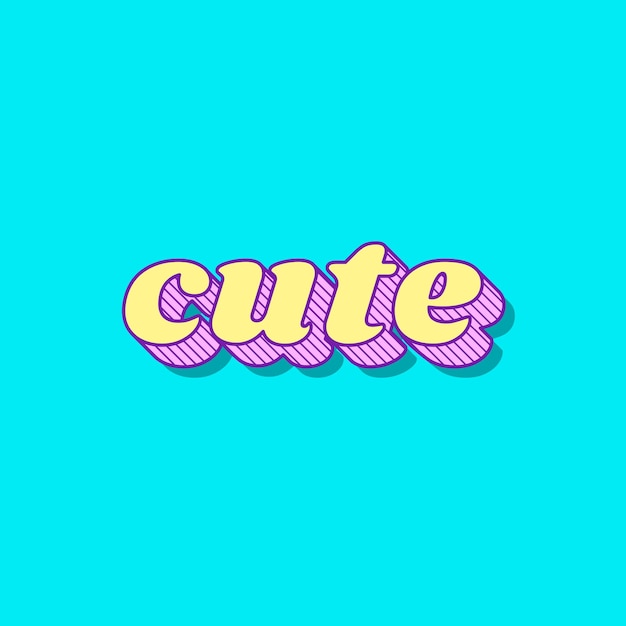 Free vector cute retro 3d shadow bold typography illustration