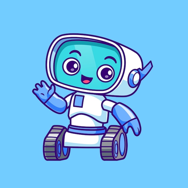 Free Vector cute robot waving hand cartoon vector icon illustration science technology icon isolated flat