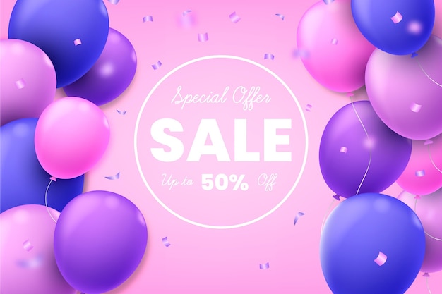 Cute sale background with balloons