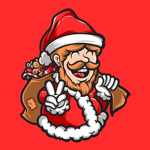 Free vector cute santa claus character vector logo