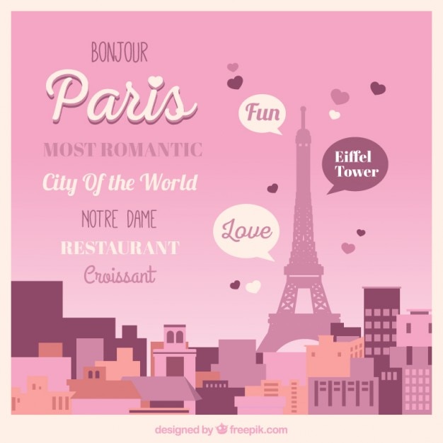 Free Vector cute scenary of paris with lettering