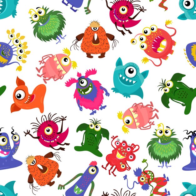 Cute seamless colorful monster pattern for happy little boy.