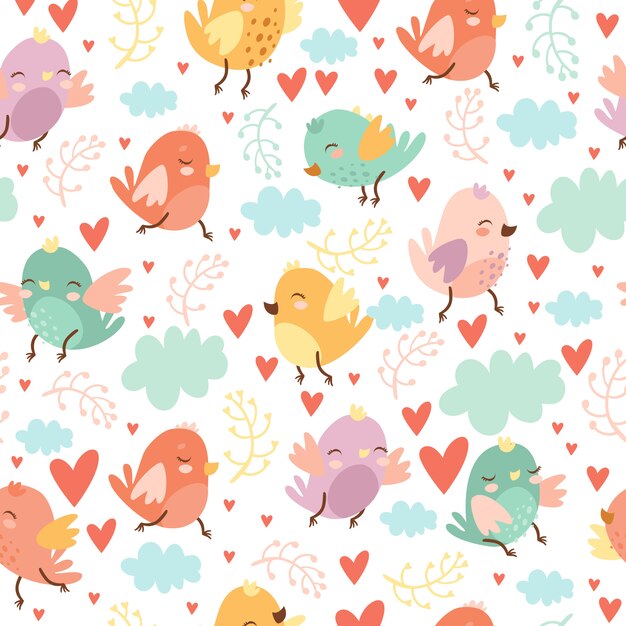 cute seamless pattern with birds