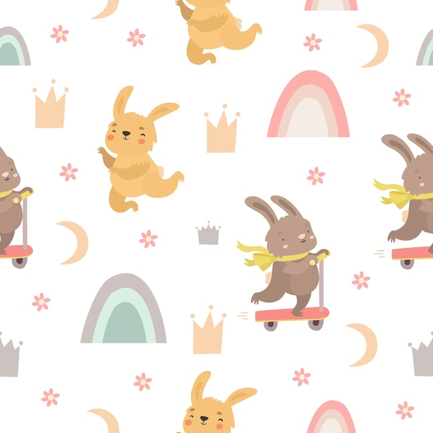 cute seamless pattern with bunnies