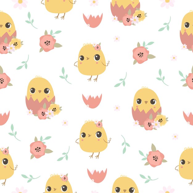 cute seamless pattern with chicks