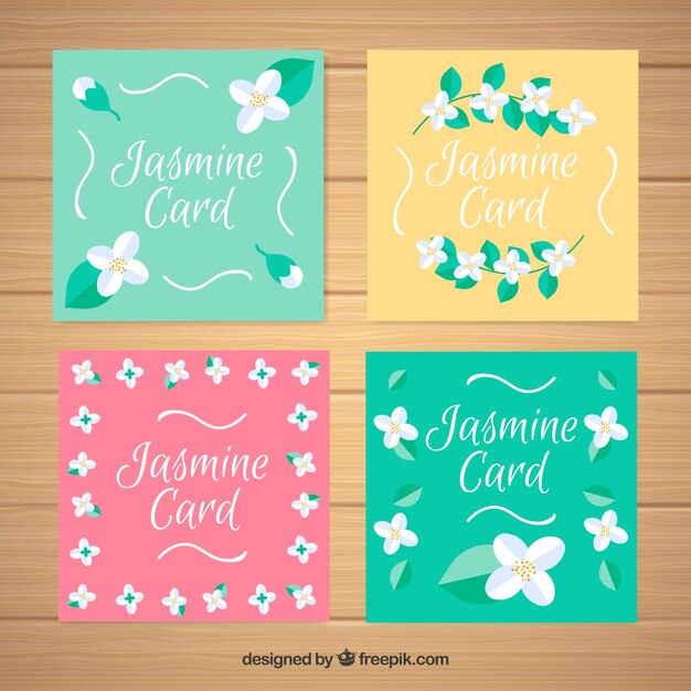 Free vector cute set of jasmine cards