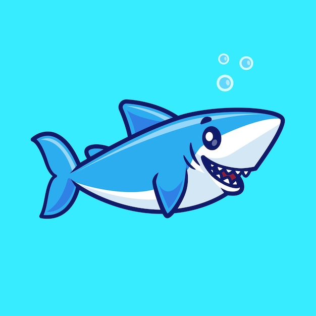 Free Vector cute shark fish swimming cartoon vector icon illustration animal nature icon isolated flat vector