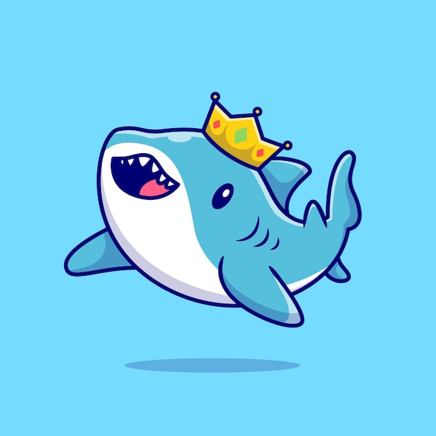 Cute Shark Swimming With Crown