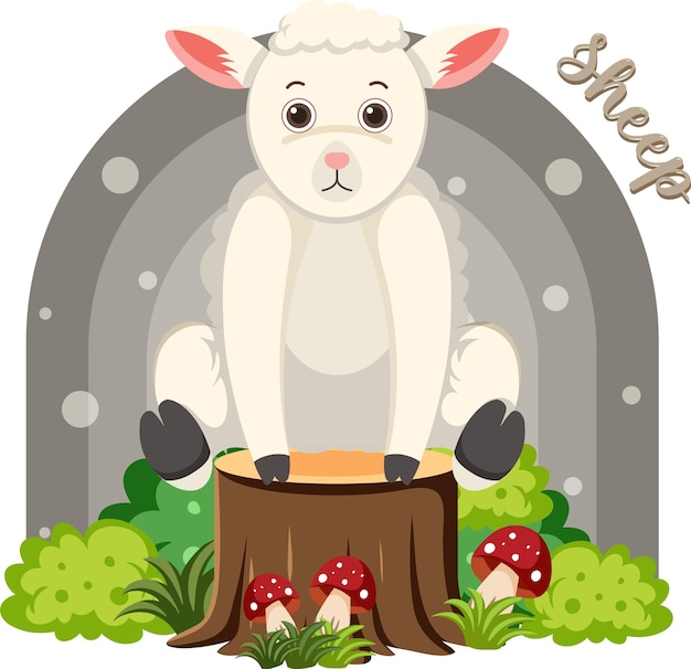 Free Vector cute sheep in cartoon flat style