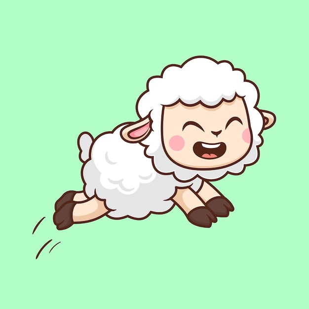 Cute Sheep Jumping Cartoon Vector Icon Illustration Animal Nature Icon Isolated Flat Vector