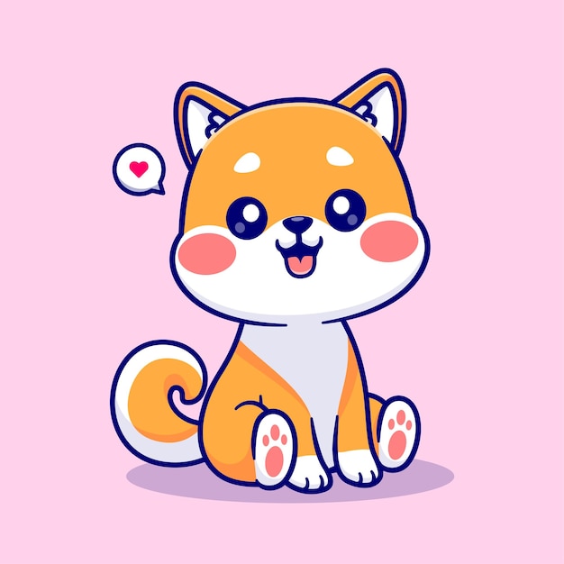 Cute Shiba Inu Dog Sitting Cartoon Vector Icon Illustration Animal Nature Icon Concept Isolated