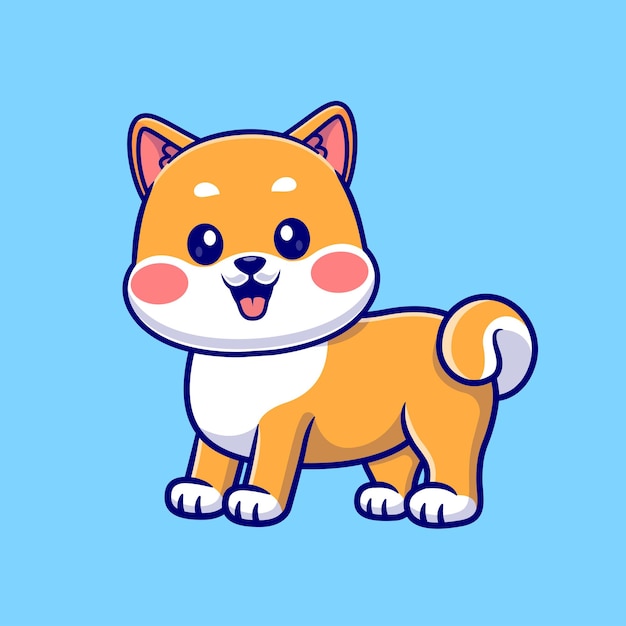 Free Vector cute shiba inu dog standing cartoon vector icon illustration animal nature icon isolated flat