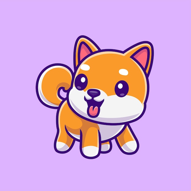 Free Vector cute shiba inu dog standing cartoon vector icon illustration animal nature icon isolated flat