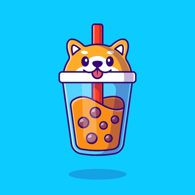 Cute Shiba Inu Milk Tea Boba Cartoon