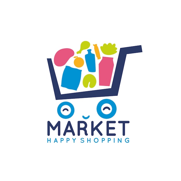 Cute shopping cart logo