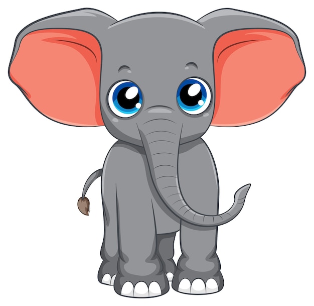 Free vector cute simple elephant cartoon isolated