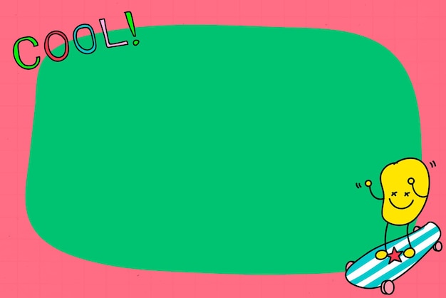 Cute skateboarder with cool word on a pink frame vector