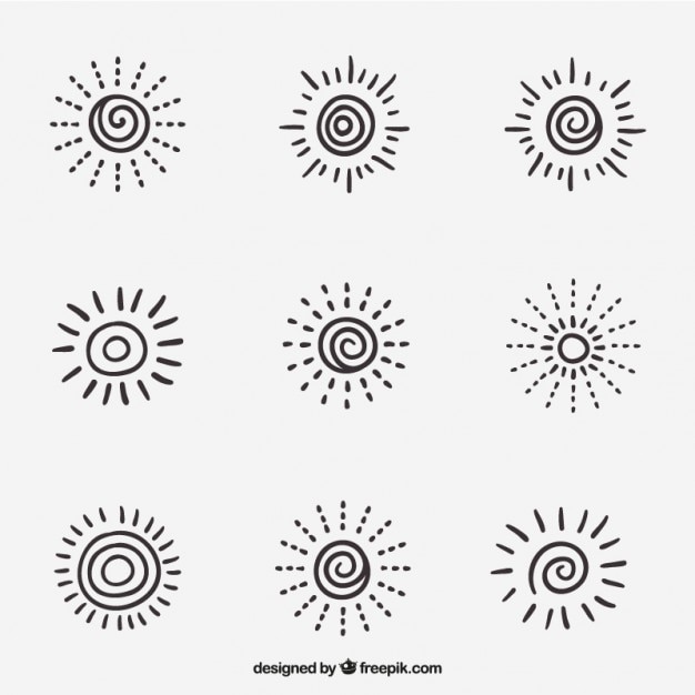 Free vector cute sketches sunbursts