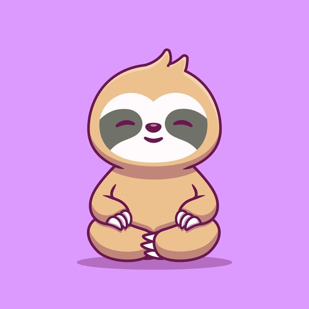 Cute Slot Sitting Yoga Cartoon Icon Illustration