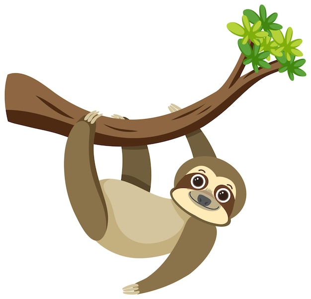 Free Vector cute sloth in flat cartoon style