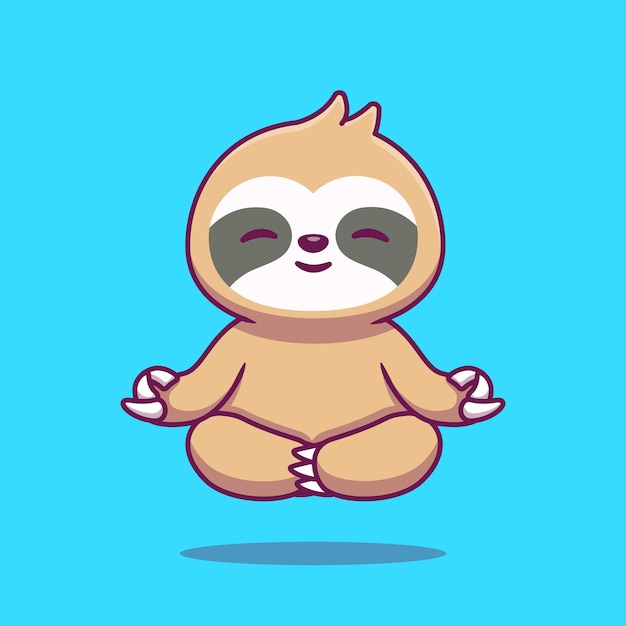 Free Vector cute sloth yoga cartoon icon illustration.