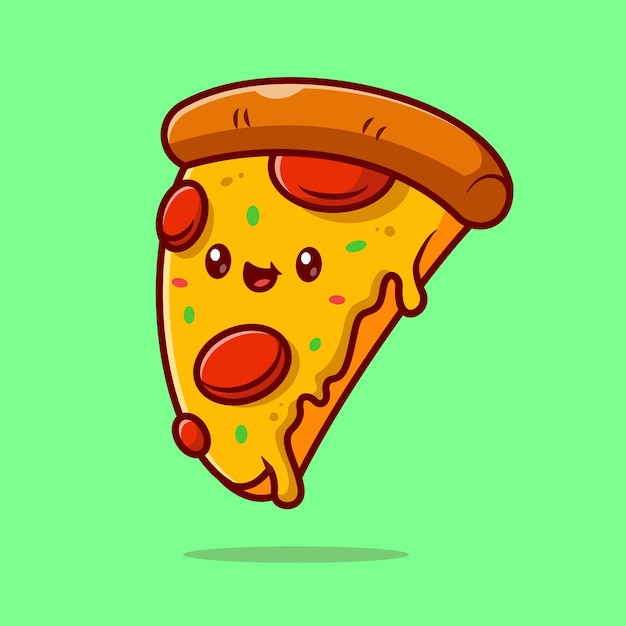 Free Vector cute smiling pizza slice cartoon vector icon illustration food object icon concept isolated premium