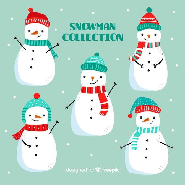 Free Vector cute snowmen collection