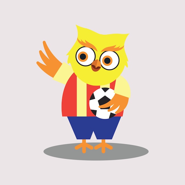 Free Vector cute soccer player of owl cartoon character