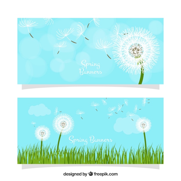 Free Vector cute spring banners