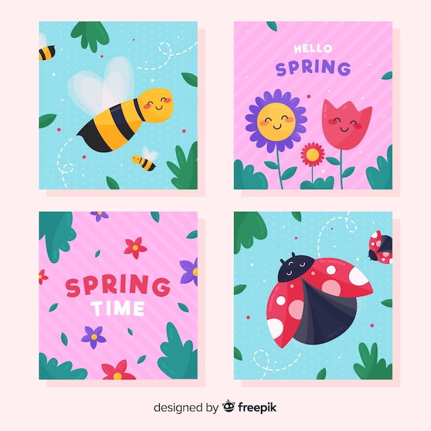 Cute spring card pack