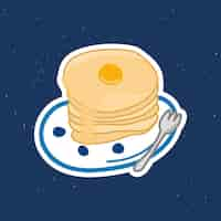 Free vector cute stack of pancakes doodle sticker with a white border vector