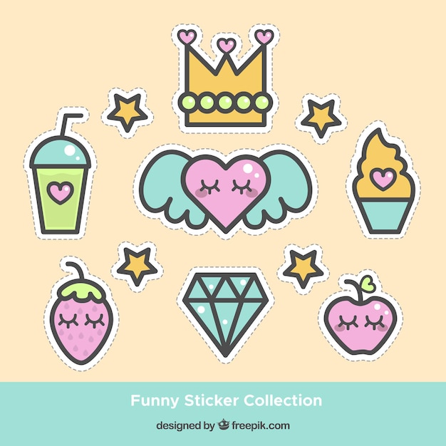 Free Vector cute sticker collection