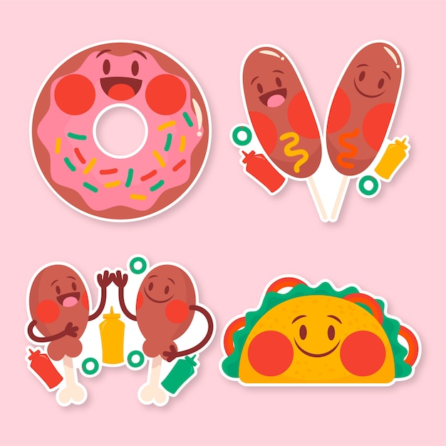 Free Vector cute sticker set collection