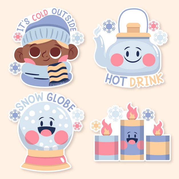 Free Vector cute sticker set collection