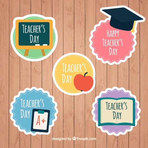 Free Vector cute stickers for teacher's day