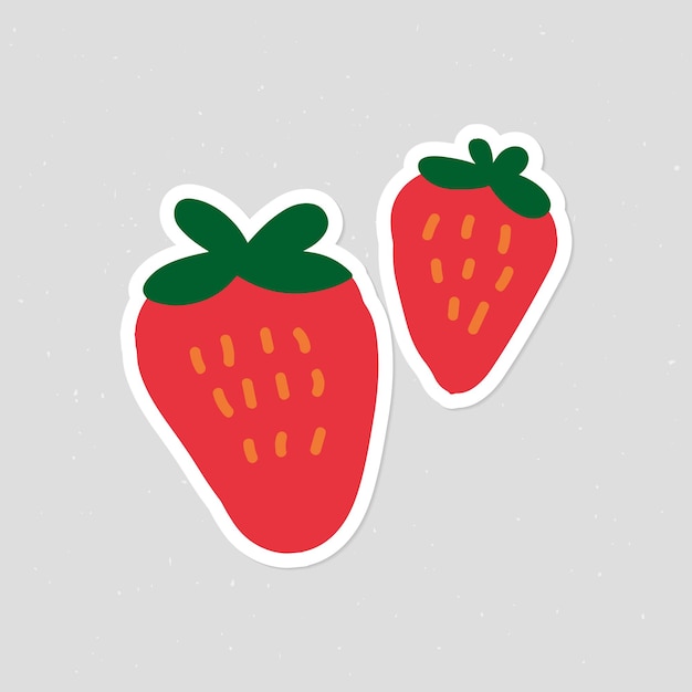 Free Vector cute strawberries doodle sticker with a white border vector