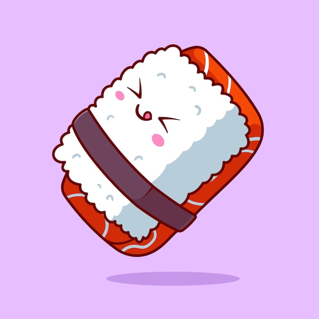 Free Vector cute sushi salmon floating cartoon vector icon illustration food object icon isolated flat vector