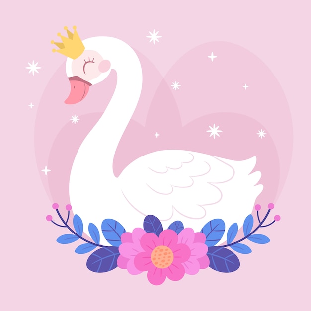 Cute swan princess illustration