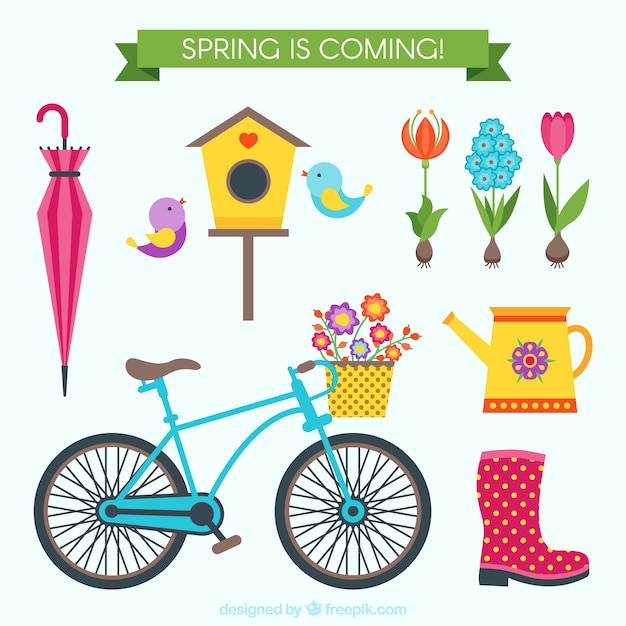 Free Vector cute things in springtime