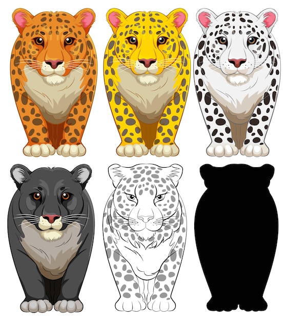 Free Vector cute tiger cartoon characters in vector style