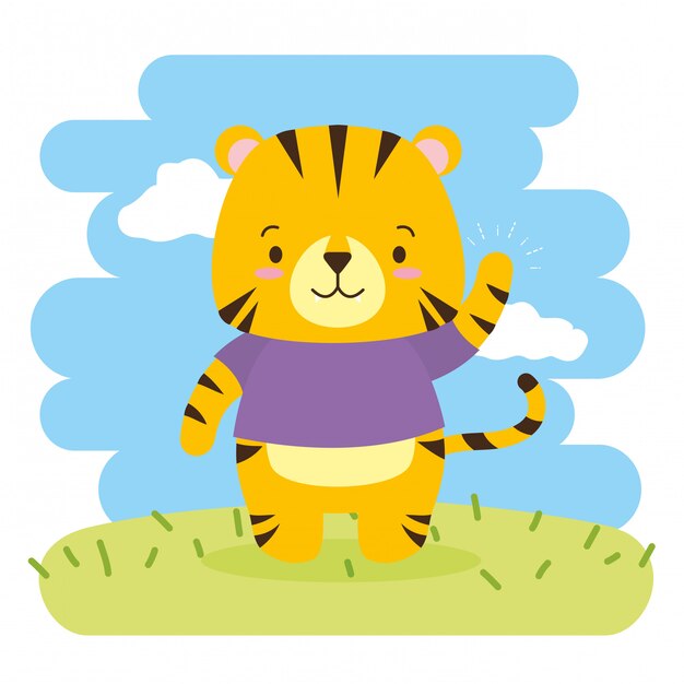 Cute tiger cartoon, illustration 