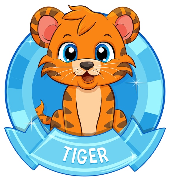 Free vector cute tiger cub vector badge