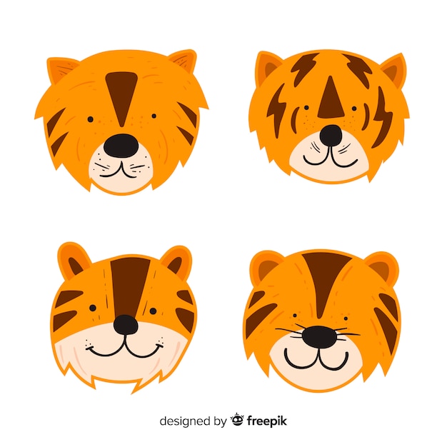 Free Vector cute tiger face collection