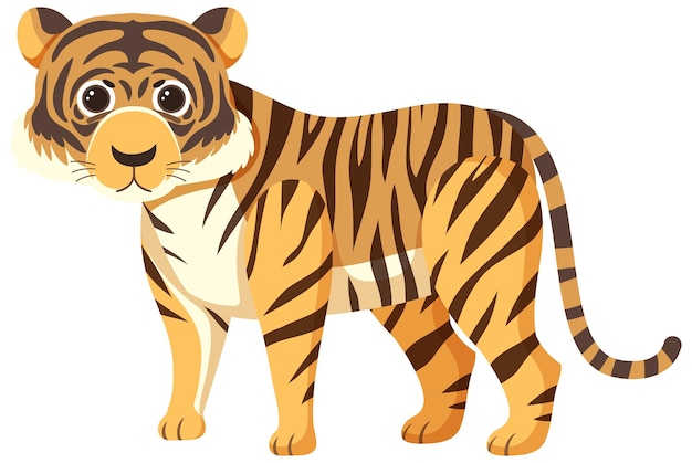 Cute tiger in flat cartoon style