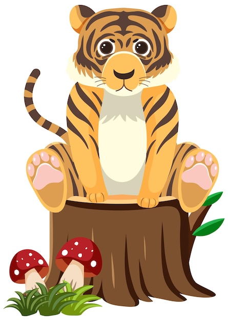 Cute tiger in flat style