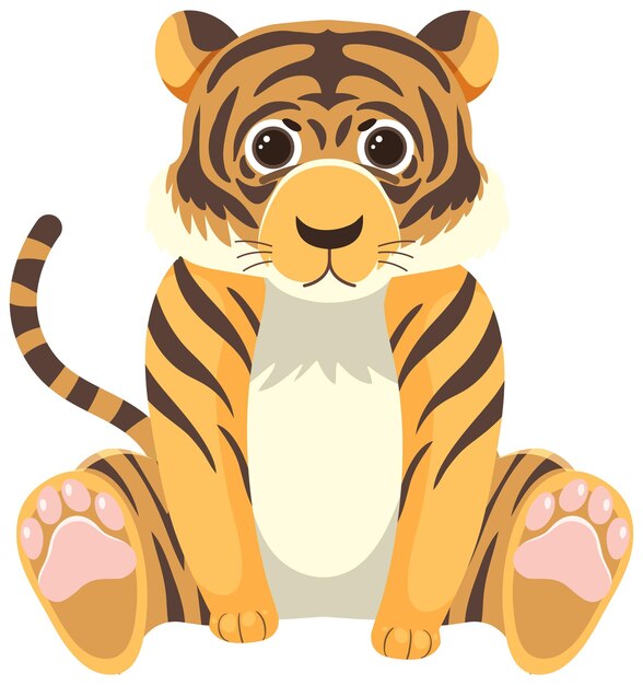 Cute tiger in flat style