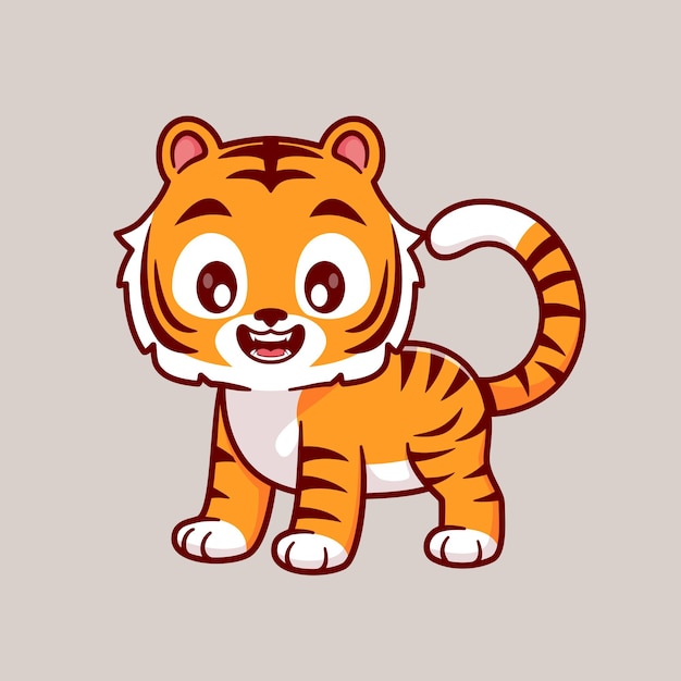 Free Vector cute tiger standing cartoon vector icon illustration. animal nature icon concept isolated premium